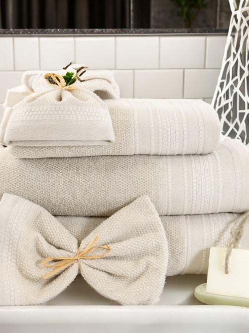 Set di 2 guanti da bagno cotone lino spugna LINA - Kiabi Set di 2 guanti da bagno cotone lino spugna LINA - Kiabi