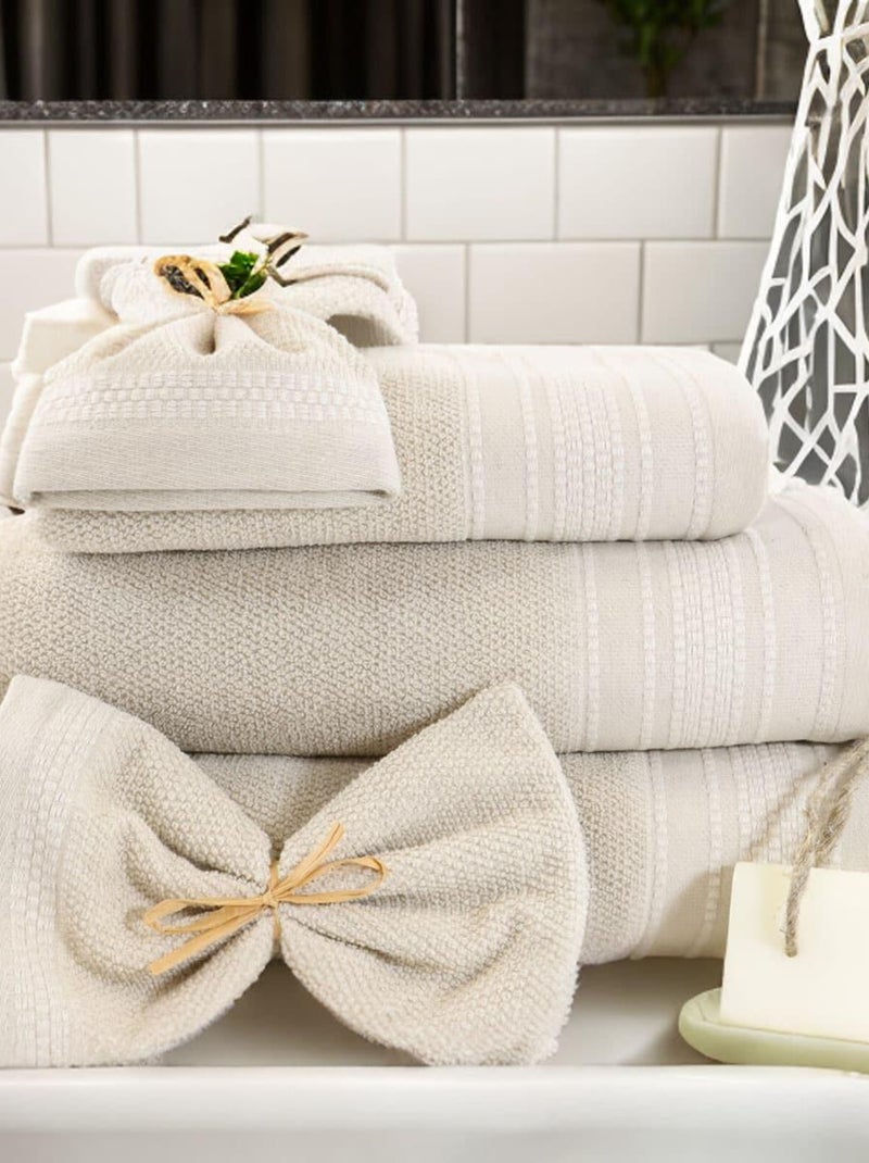 Set di 2 guanti da bagno  cotone lino spugna LINA Beige - Kiabi
