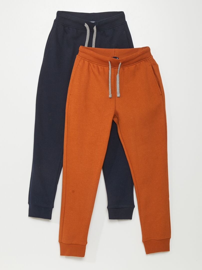 Set di 2 joggers in tessuto felpato BLU_MARRONE - Kiabi