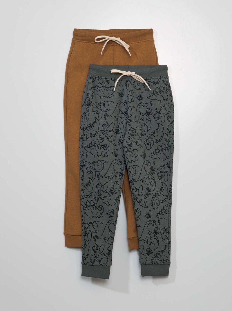 Set di 2 joggers in tessuto felpato MARRONE - Kiabi