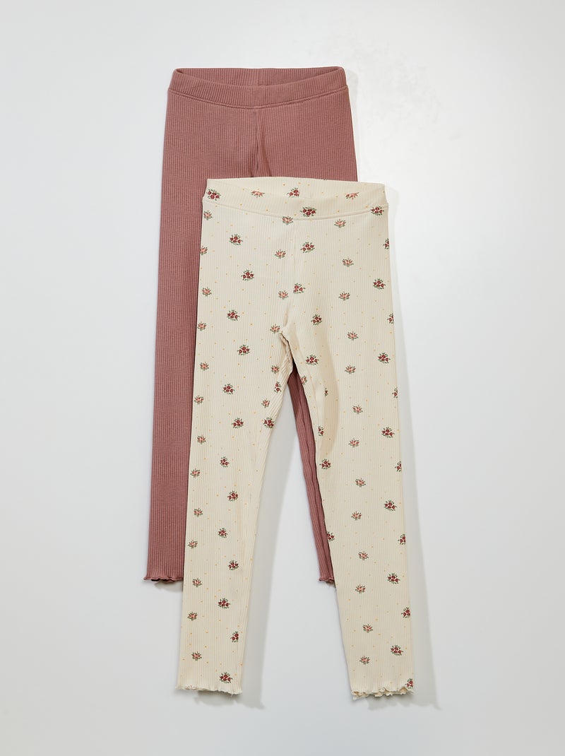 Set di 2 leggings a coste BIANCO - Kiabi