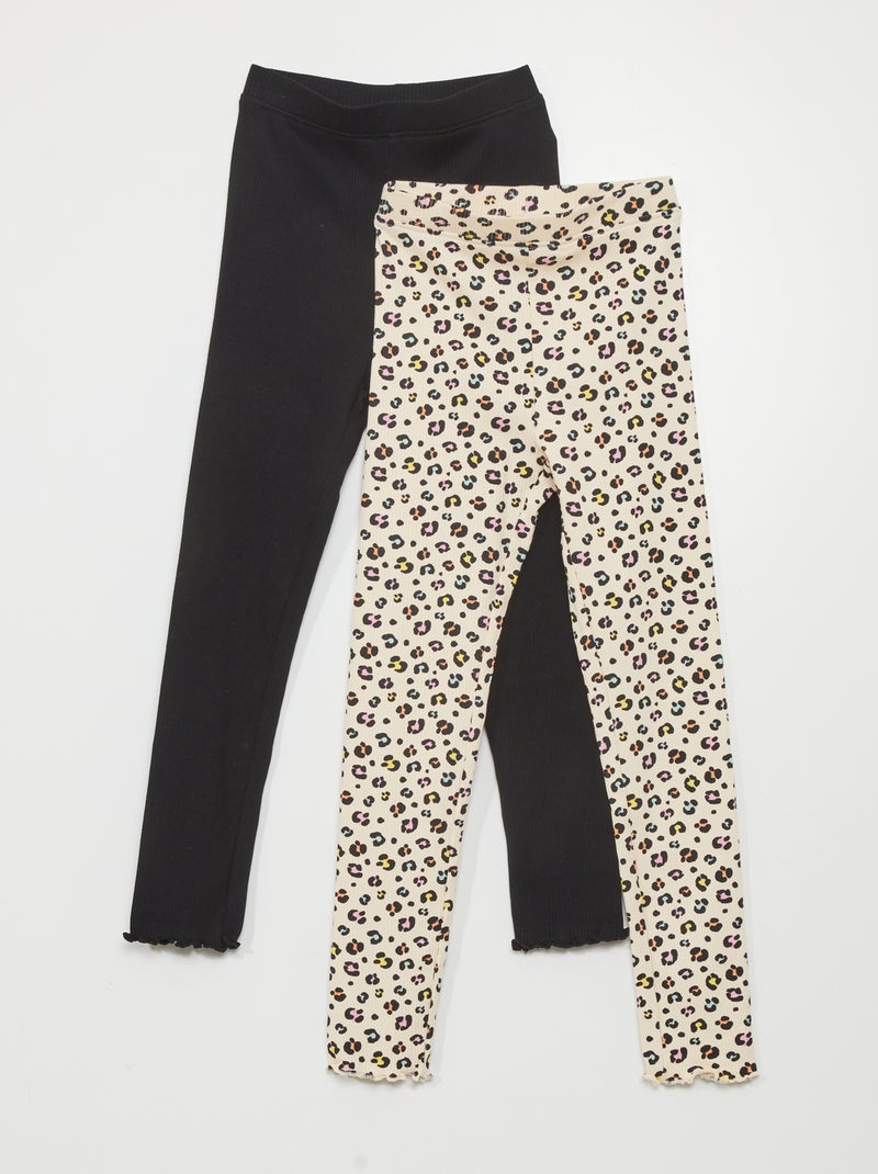 Set di 2 leggings a coste BIANCO - Kiabi