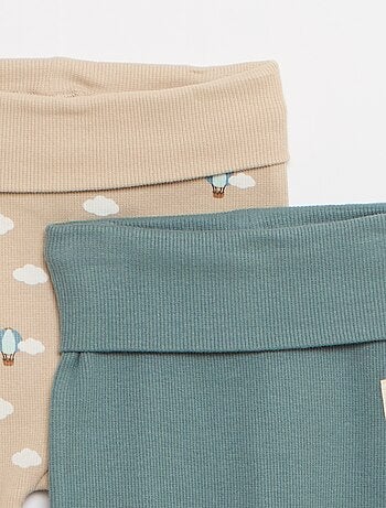 Set di 2 leggings a coste con risvolto - 2 pezzi