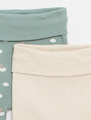 Set di 2 leggings a coste con risvolto - 2 pezzi