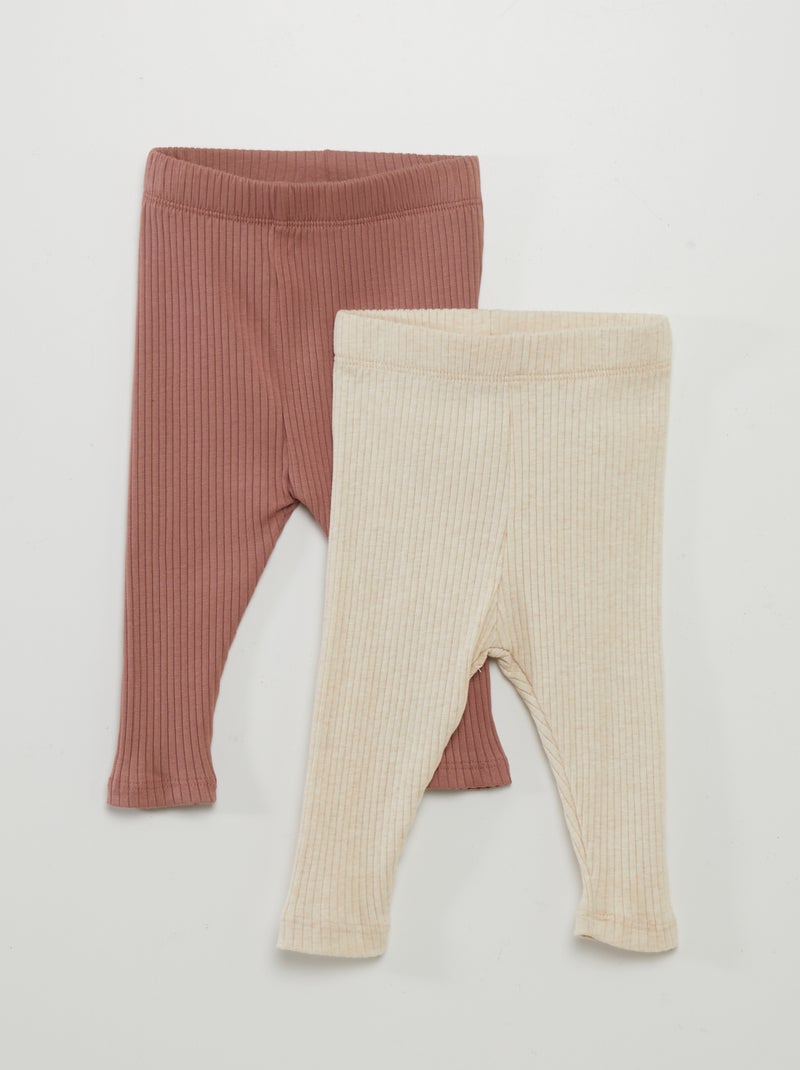 Set di 2 leggings a coste MARRONE - Kiabi