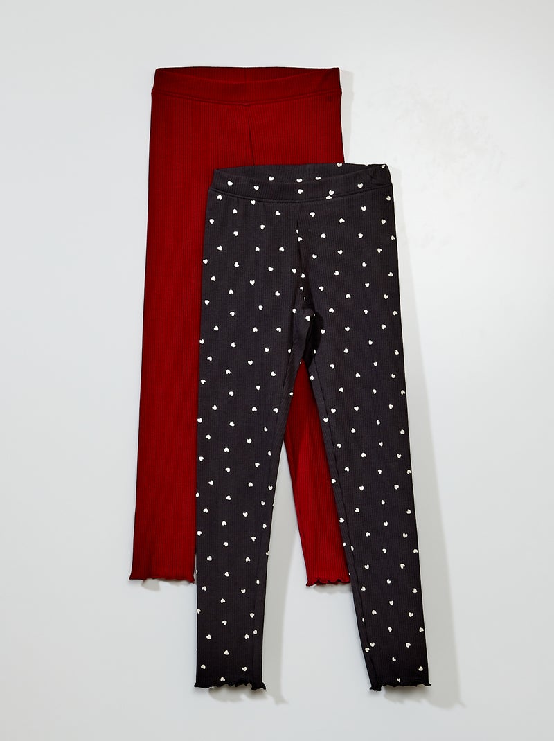 Set di 2 leggings a coste NERO - Kiabi