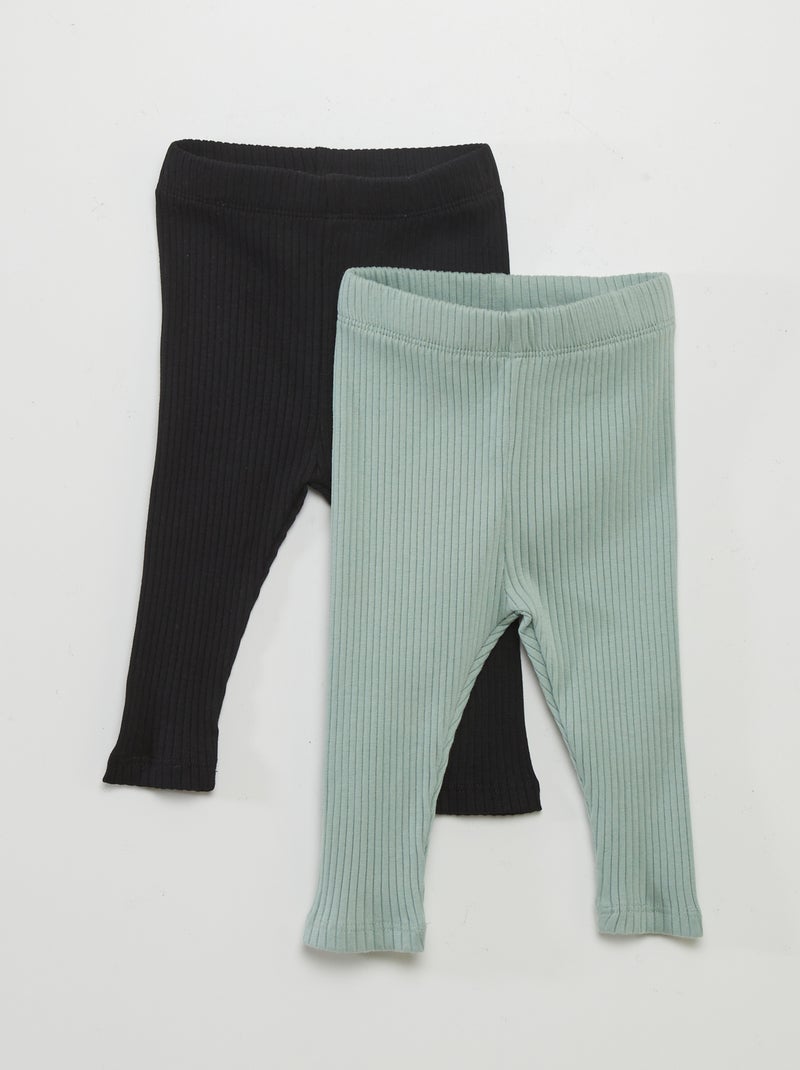 Set di 2 leggings a coste NERO - Kiabi