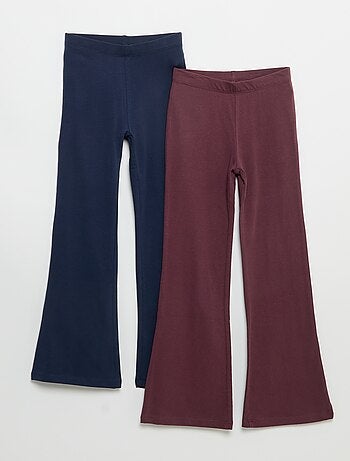 Set di 2 leggings a tinta unita a zampa