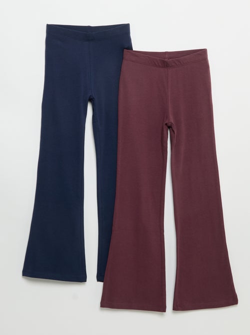 Set di 2 leggings a tinta unita a zampa - Kiabi