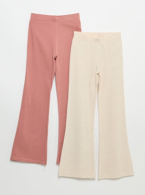 Set di 2 leggings a tinta unita a zampa - Kiabi