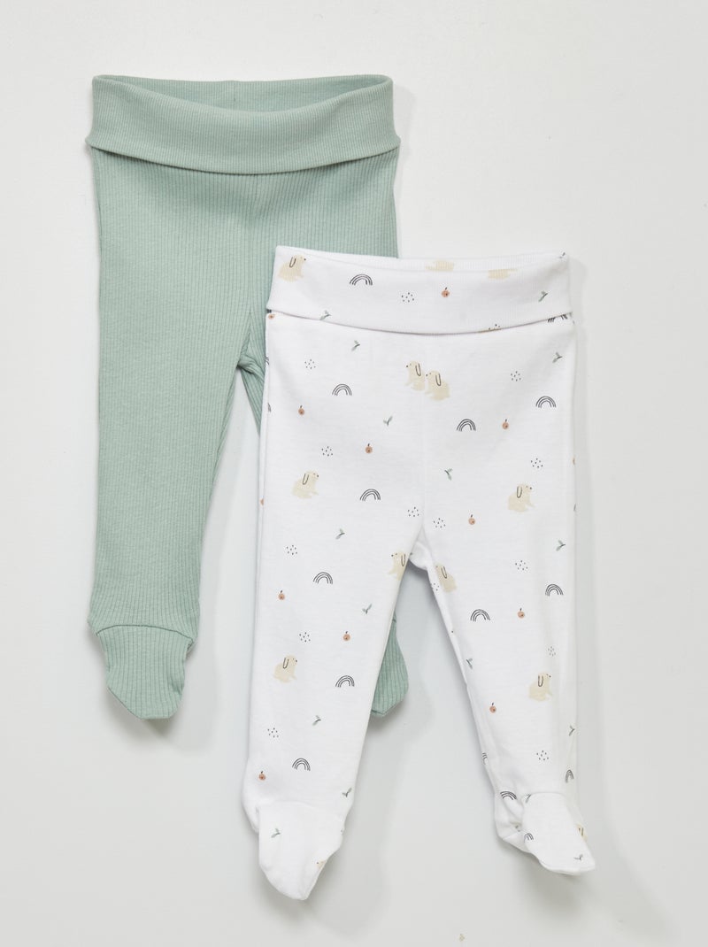 Set di 2 leggings con piedini BIANCO - Kiabi