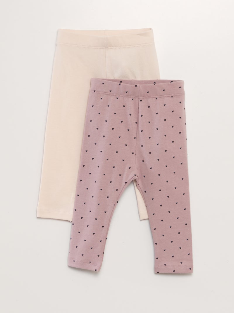 Set di 2 leggings in jersey ROSA - Kiabi