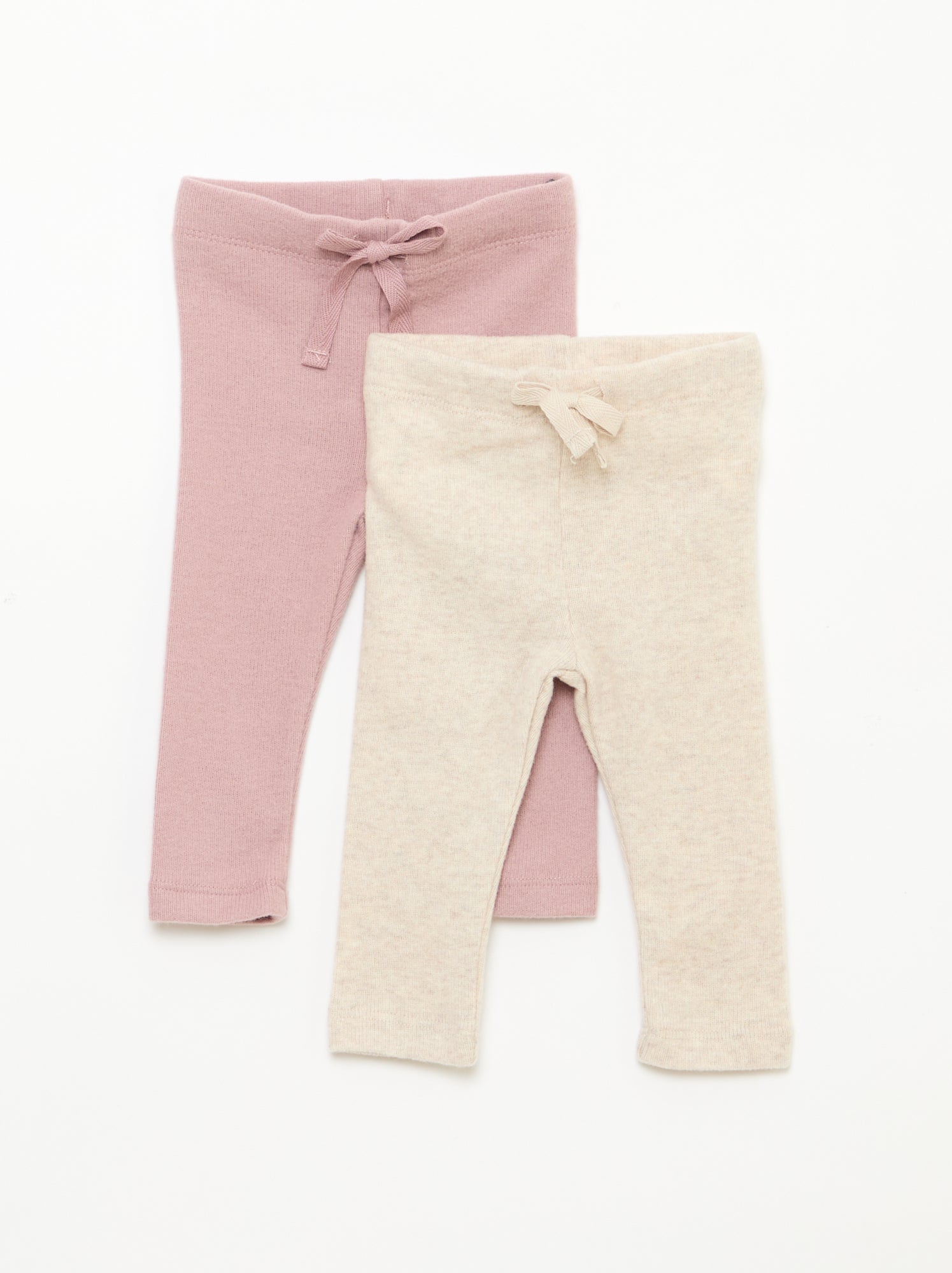 Set di 2 leggings in maglia effetto peluche