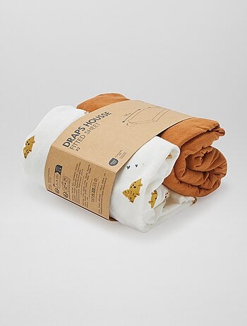 Set di 2 lenzuola con angoli in cotone