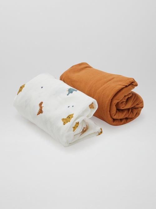 Set di 2 lenzuola con angoli in cotone - Kiabi Set di 2 lenzuola con angoli in cotone - Kiabi