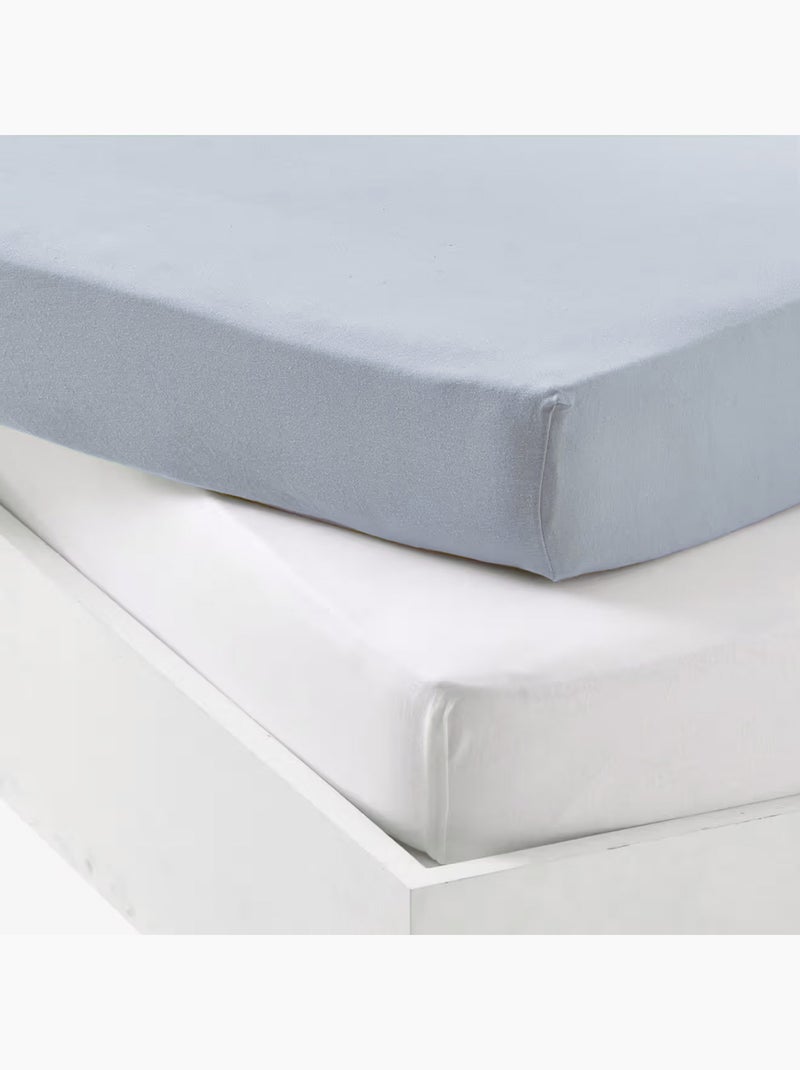 Set di 2 lenzuola per culla in cotone elasticizzato Blu - Kiabi
