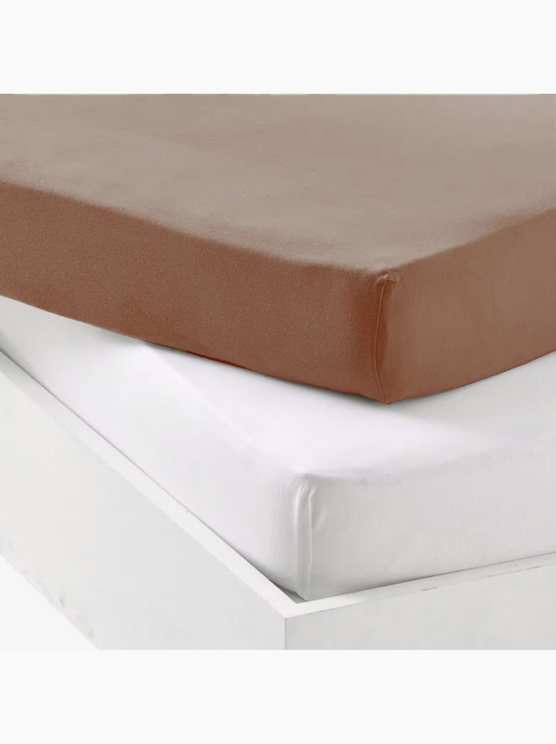 Set di 2 lenzuola per culla in cotone elasticizzato Marrone tabacco - Kiabi