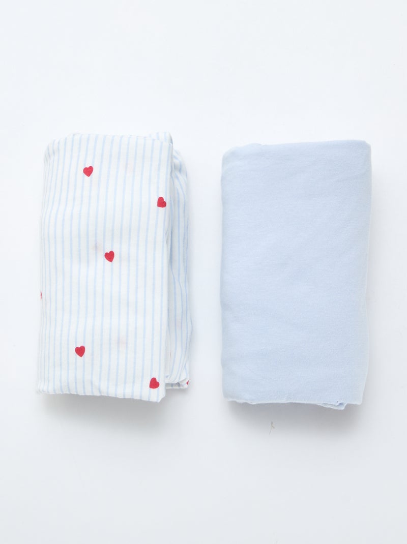 Set di 2 lenzuoli con angoli in cotone Blu - Kiabi