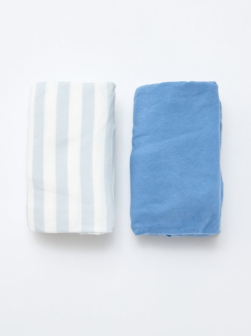 Set di 2 lenzuoli con angoli in cotone Blu - Kiabi