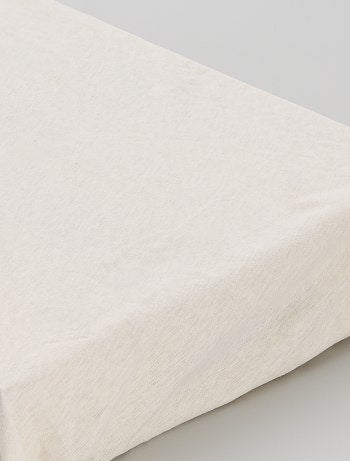 Lenzuolo con angoli in tinta unita in cotone lavato - BEIGE - Kiabi - 19.00€