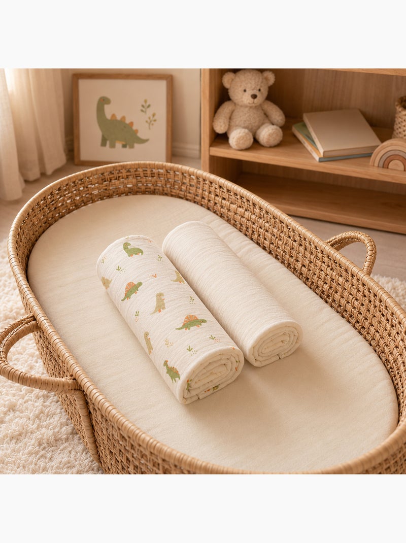 Set di 2 lenzuolini per navicella in mussola di cotone | SEVIRA KIDS Ecru - Kiabi