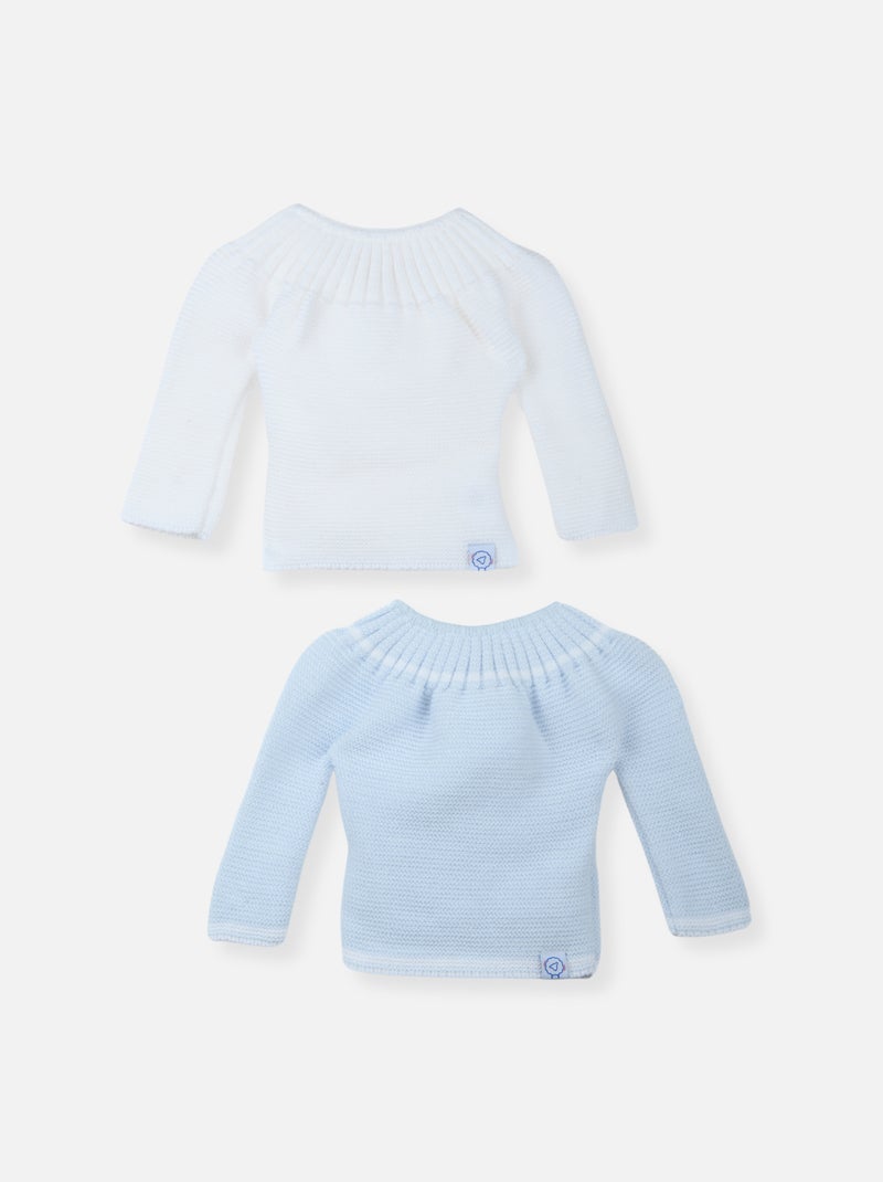 Set di 2 Maglioncini con Laccetti Bianco Blu - Kiabi