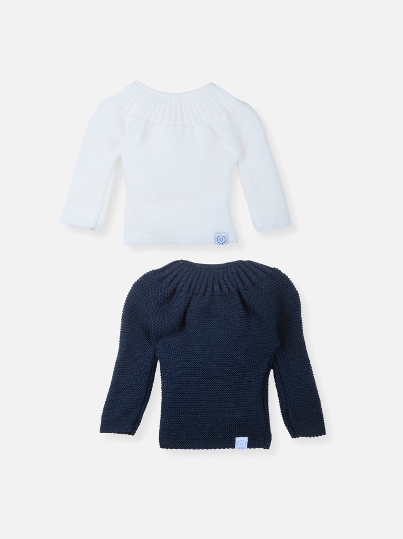 Set di 2 Maglioncini con Laccetti Bianco Blu marino - Kiabi