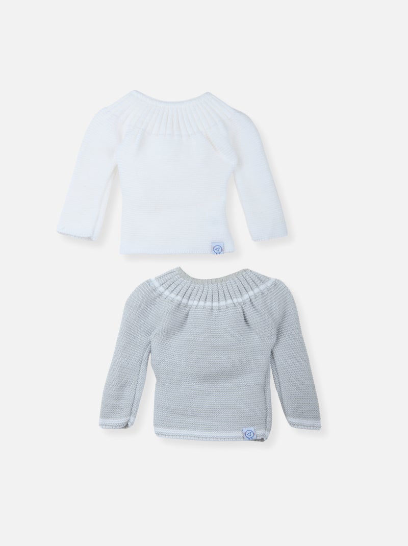 Set di 2 Maglioncini con Laccetti Bianco Grigio - Kiabi