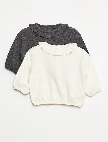 Set di 2 maglioncini in maglia con collo fantasia