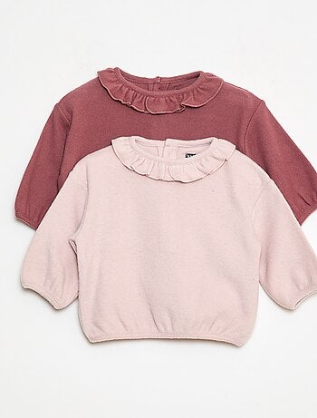 Set di 2 maglioncini in maglia con collo fantasia