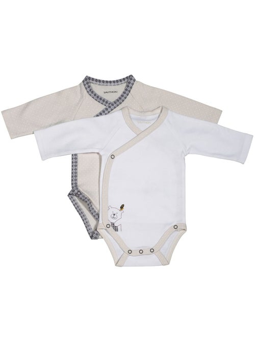 Set di 2 maniche lunghe bodies in cotone per - sauthon - Kiabi Set di 2 maniche lunghe bodies in cotone per - sauthon - Kiabi