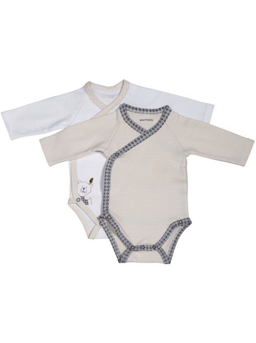 Set di 2 maniche lunghe bodies in cotone per - sauthon - Kiabi Set di 2 maniche lunghe bodies in cotone per - sauthon - Kiabi