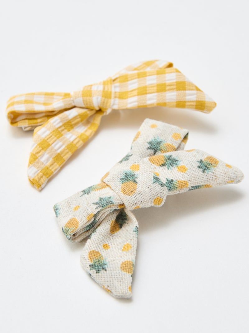 Set di 2 mollette a coccodrillo con fiocchi Giallo - Kiabi