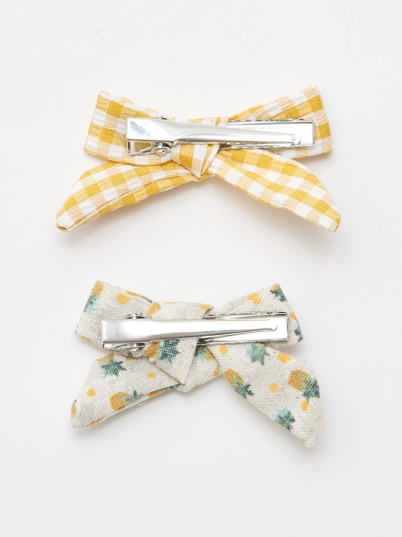 Set di 2 mollette a coccodrillo con fiocchi Giallo - Kiabi