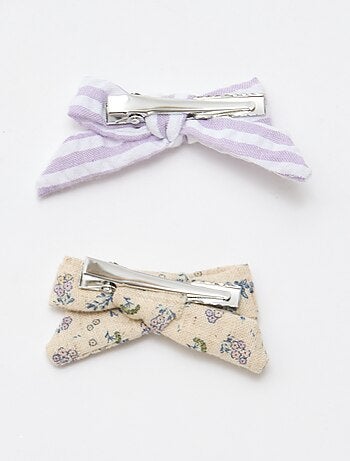 Set di 2 mollette a coccodrillo con fiocchi