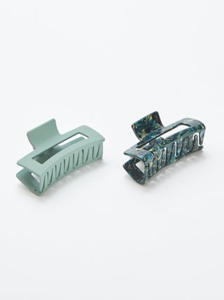 Set di 2 mollettoni per capelli rettangolari