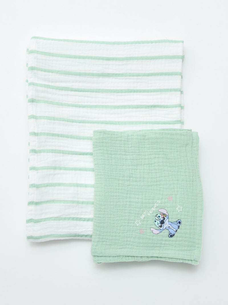 Set di 2 mussole 'Disney' in garza di cotone Verde - Kiabi