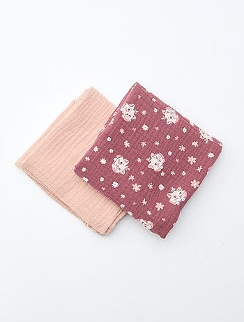 Set di 2 mussoline 'Disney' 'Marie' in doppia garza di cotone 60x60 cm