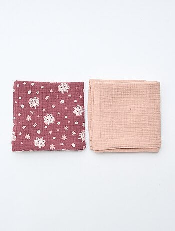 Set di 2 mussoline 'Disney' 'Marie' in doppia garza di cotone 60x60 cm