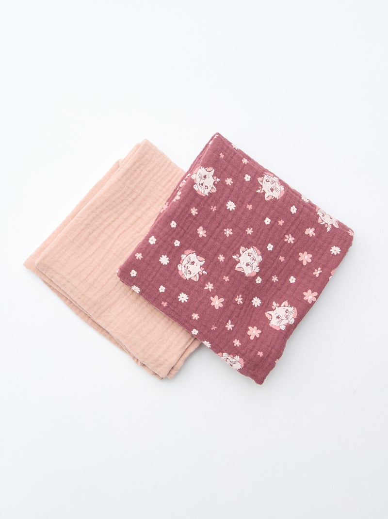 Set di 2 mussoline 'Disney' 'Marie' in doppia garza di cotone 60x60 cm Rosso - Kiabi