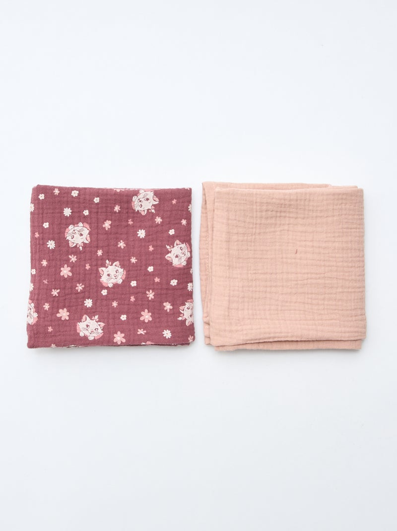 Set di 2 mussoline 'Disney' 'Marie' in doppia garza di cotone 60x60 cm Rosso - Kiabi