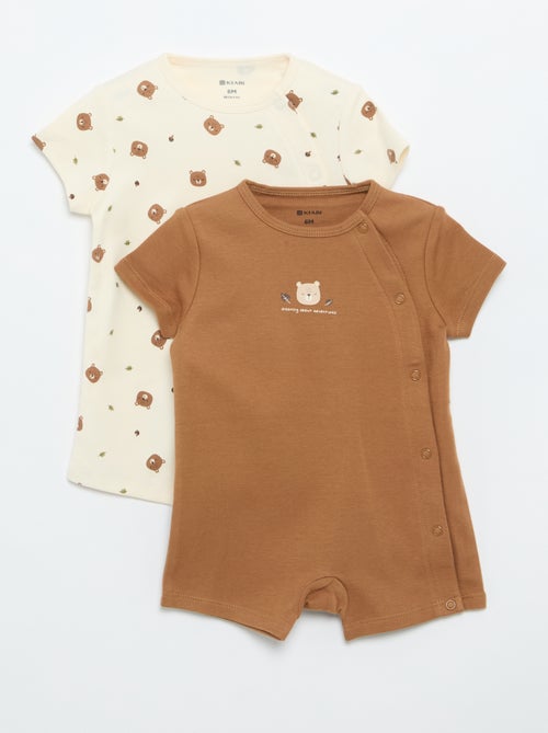 Set di 2 pagliaccetti in jersey a maniche corte - Kiabi