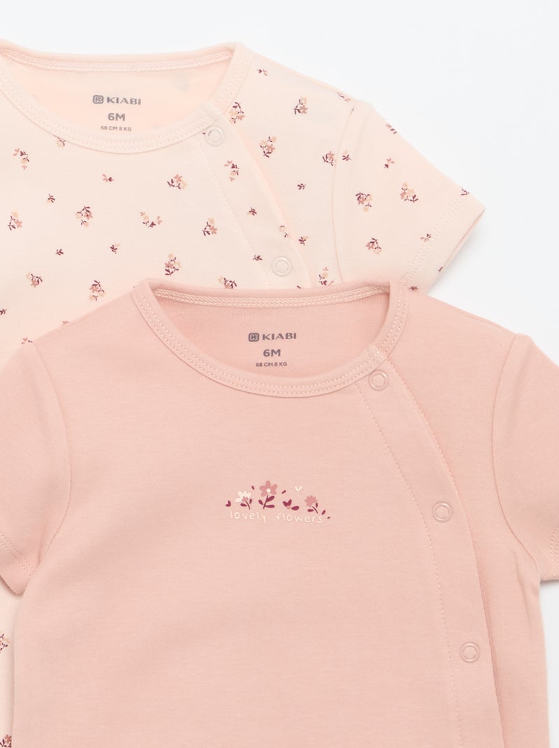 Set di 2 pagliaccetti in jersey a maniche corte Rosa - Kiabi