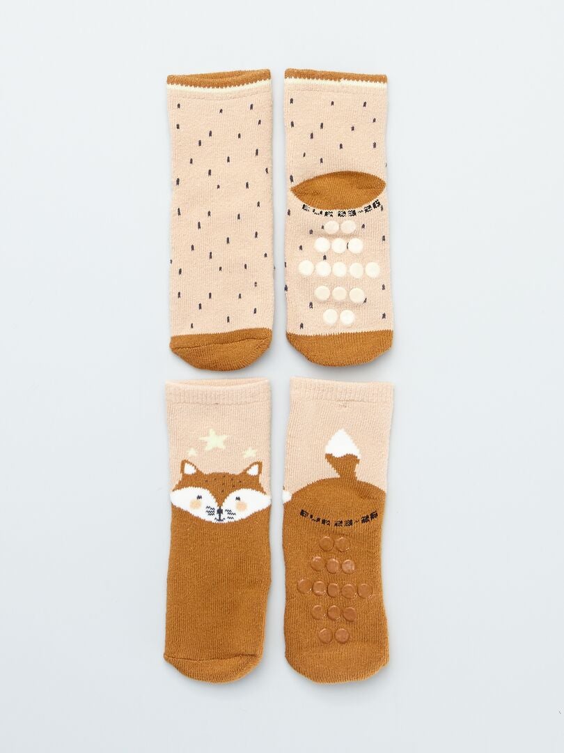 Set di 2 paia di calzini antiscivolo BEIGE - Kiabi