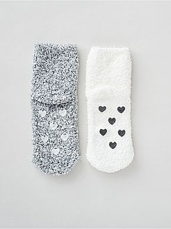 Bambina 3-12 anni - Set di 2 paia di calzini antiscivolo - Kiabi