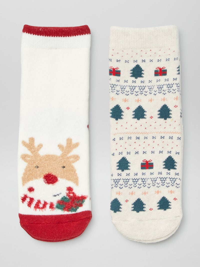 Set di 2 paia di calzini antiscivolo 'Natale' BEIGE - Kiabi