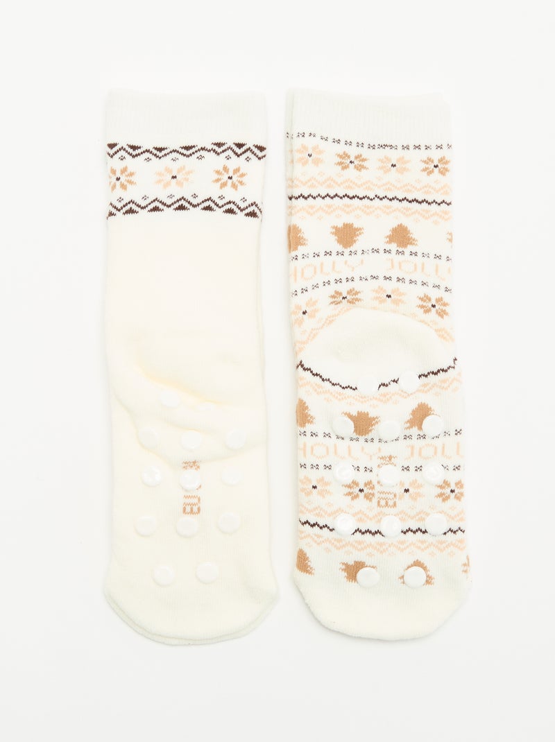 Set di 2 paia di calzini caldi - Natale Beige - Kiabi
