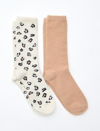 Set di 2 paia di calzini fantasia leopardati