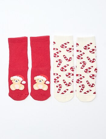 Set di 2 paia di calzini fantasia Natale antiscivolo
