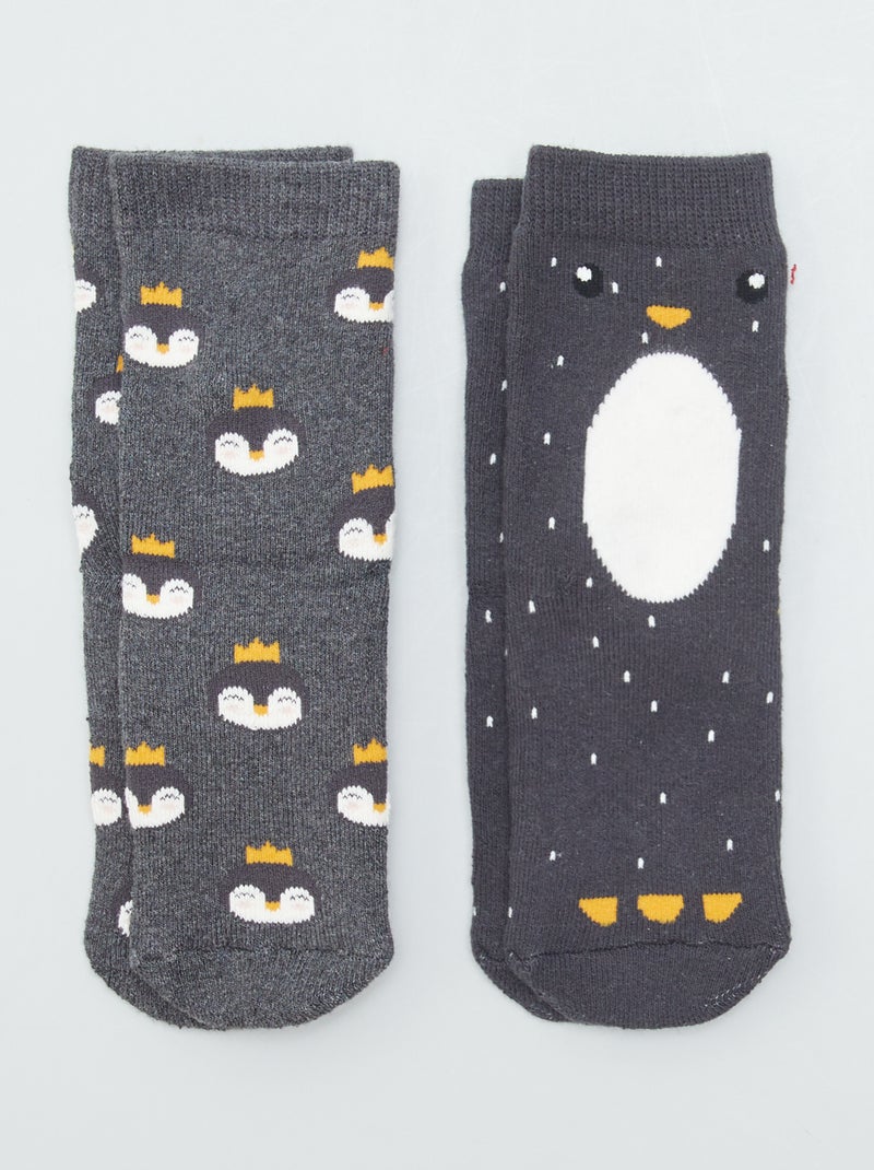 Set di 2 paia di calzini 'pinguino' GRIGIO - Kiabi